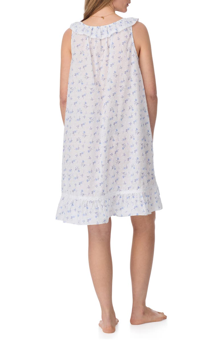 Eileen West Swiss Dot Sleeveless Cotton Chemise Nightgown, Alternate, color, White Floral