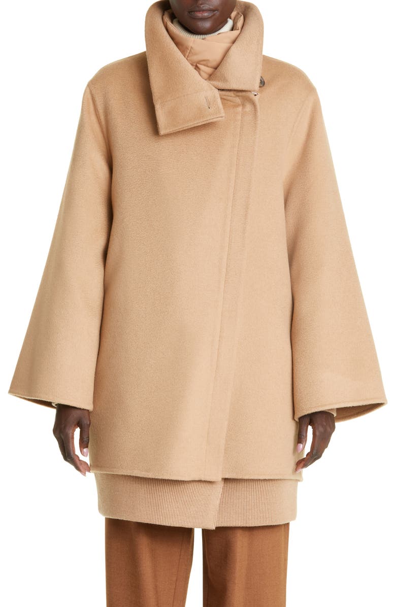 Akris Fenix 2-in-1 Quilted & Camel Hair Car Coat, Main, color,