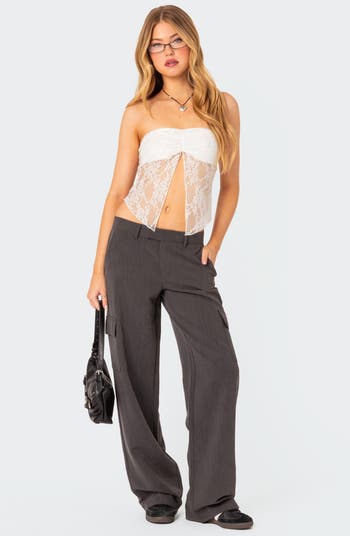トップス theredthread S split lace tops THERED THREAD S split lace tops black - メルカリ