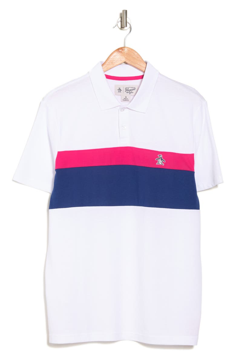 Colorblock Stripe Knit Polo, Alternate, color, BRIGHT WHITE