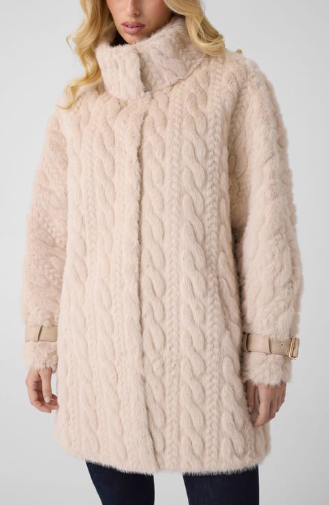 Laura Braided Faux Fur Long Coat