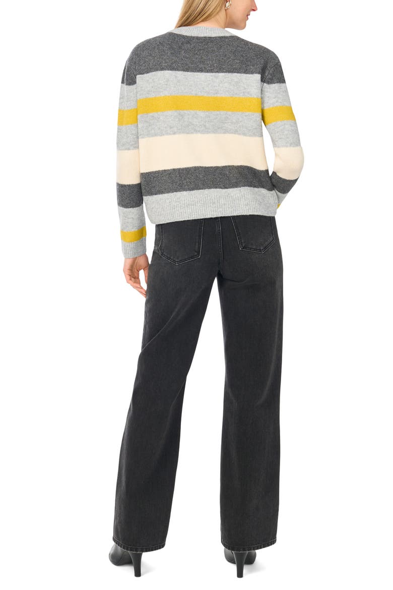 Stripe Crewneck Sweater, Alternate, color, MEDIUM HEATHER GREY