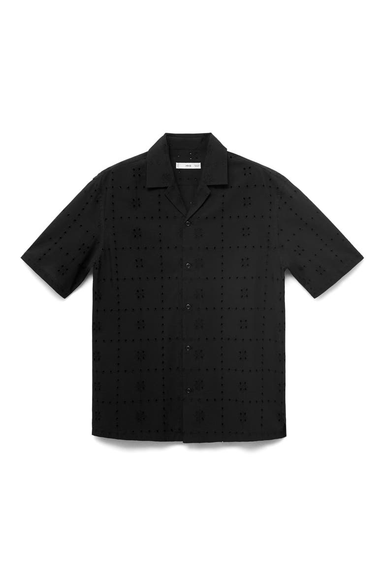 Cotton Broderie Anglaise Button-Up Shirt, Alternate, color, BLACK