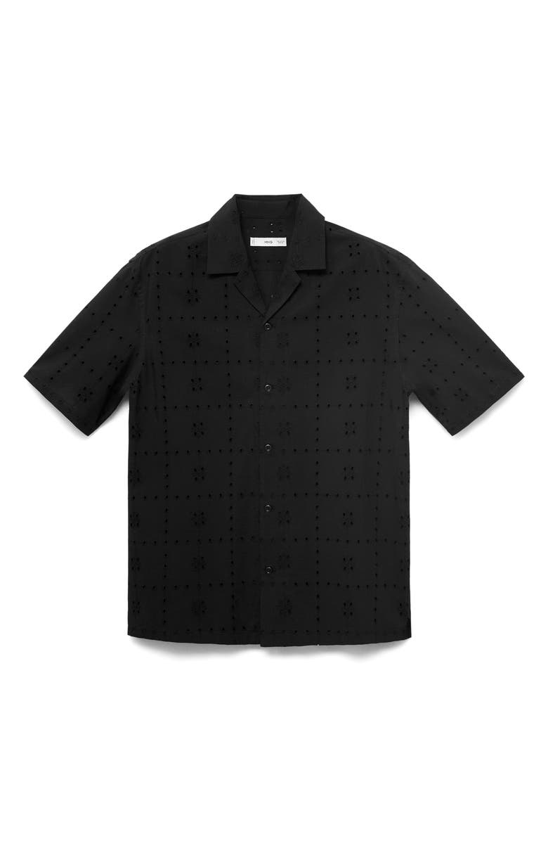 MANGO Cotton Broderie Anglaise Button-Up Shirt, Alternate, color, Black