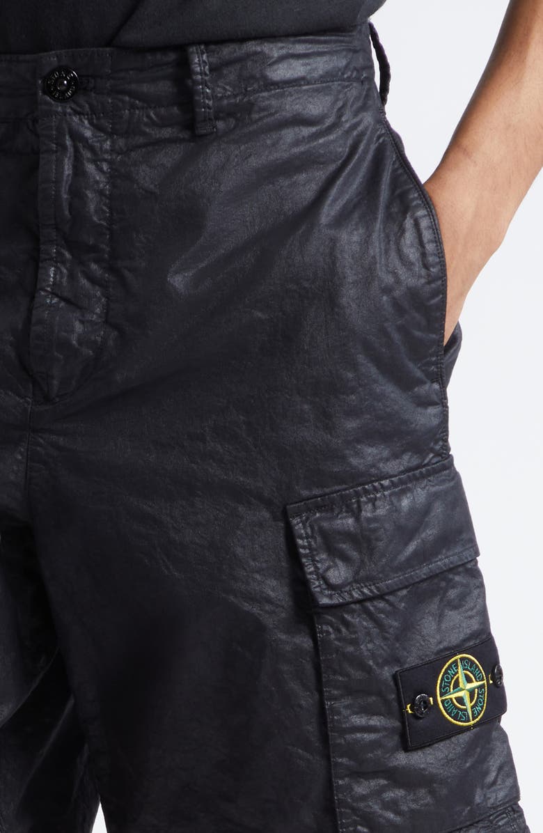Stone Island Nylon Cargo Shorts, Alternate, color, Black