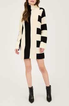AUGUST SKY Colorblock Rib Long Sleeve Sweater Dress