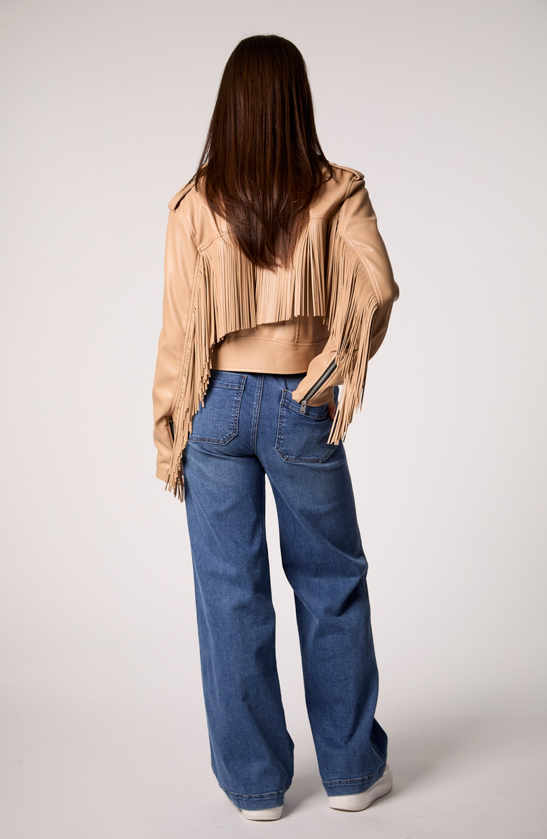 BLUE REVIVAL The Way She Moves Unreal Leather Jacket, Alternate, color, Sand Dune