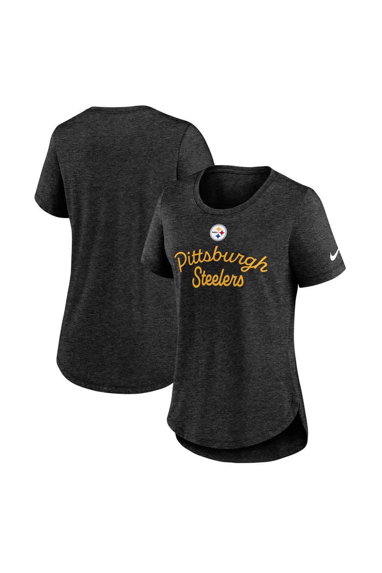 Women's Nike Black Pittsburgh Steelers Script Tri-Blend T-Shirt, Main, color, Black