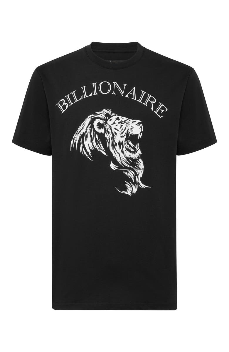 BILLIONAIRE Embroidered Round Neck T-Shirt Lion Men, Main, color, Black