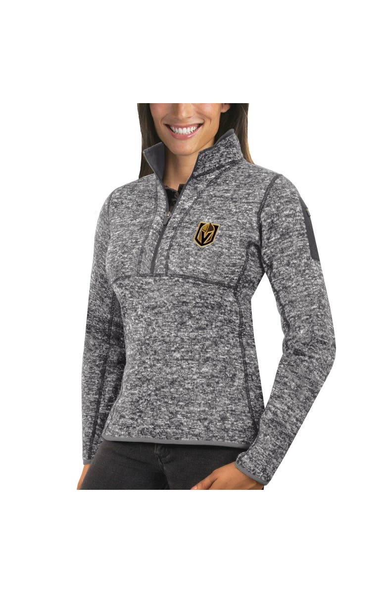 ANTIGUA Women's Antigua Heather Gray Vegas Golden Knights Fortune Half-Zip Sweatshirt, Main, color, Heather Gray