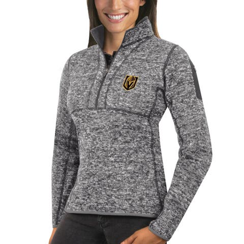 Women's Antigua Heather Gray Vegas Golden Knights Fortune Half-Zip Sweatshirt