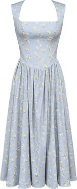 HOUSE OF CB Emmy Floral Print Cotton Midi Sundress