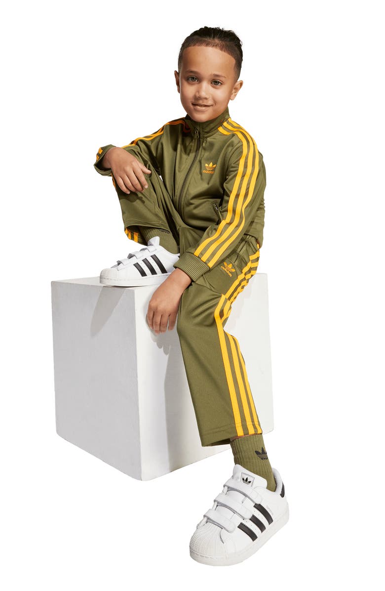 adidas Kids' Firebird Recycled Polyester Track Jacket & Pants Set, Alternate, color, Focus Olive