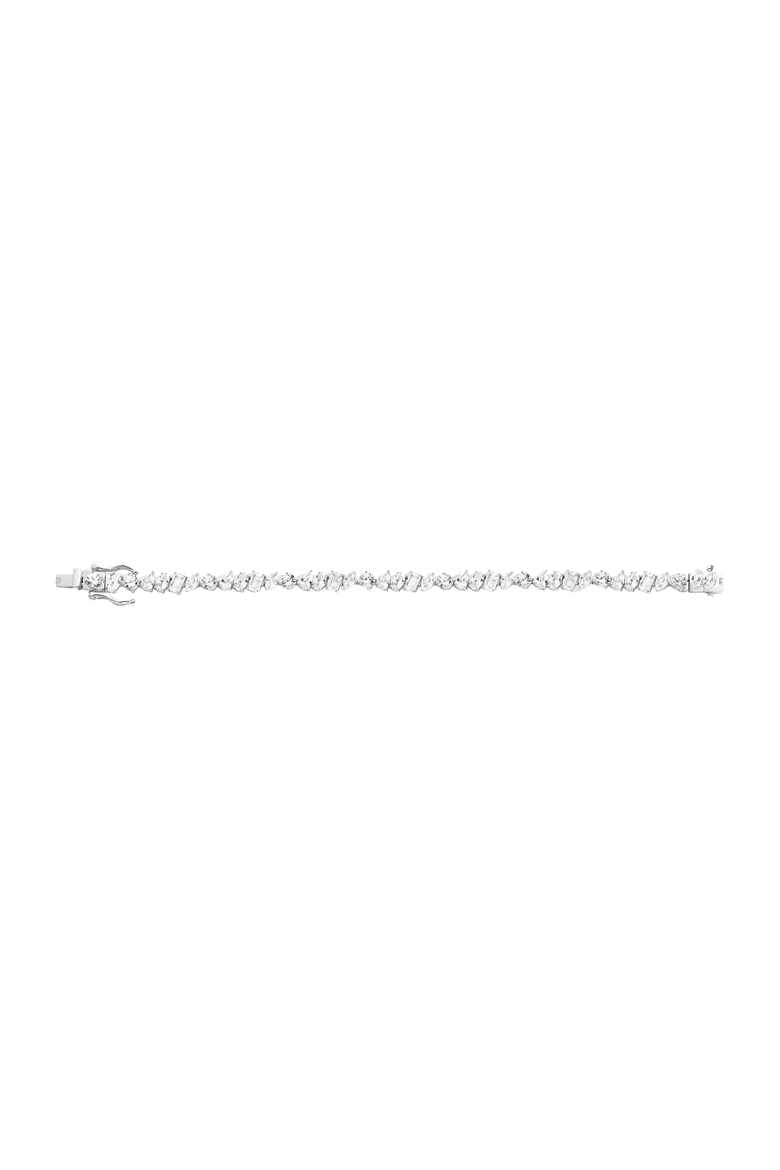 Lab Grown White Sapphire Mixed Shape Tennis Bracelet, Alternate, color, White Gold Vermeil