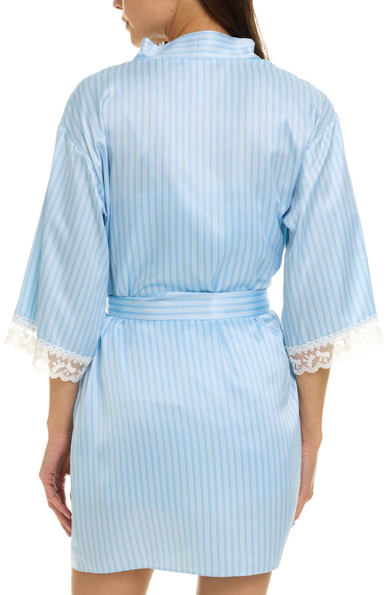 Flora Nikrooz Sabrina Bow Print Satin Short Pajamas & Robe Set, Alternate, color, Soft Blue