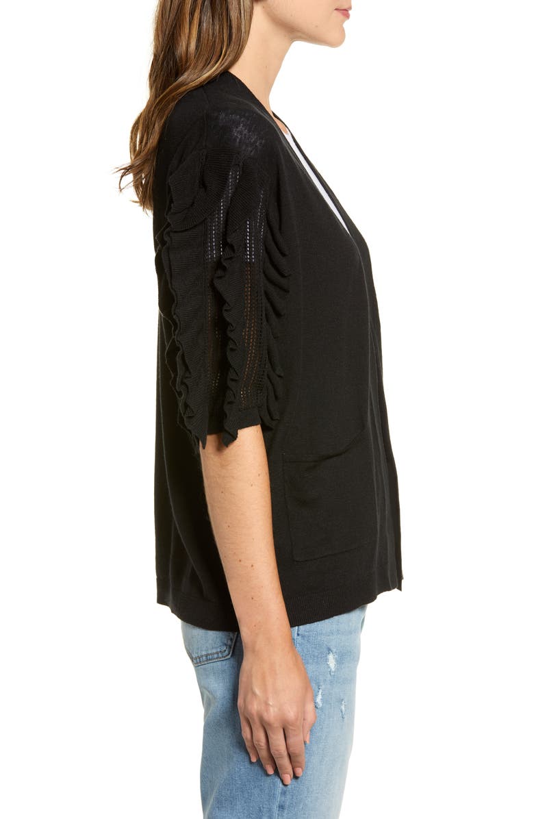 Rachel Parcell Ruffle Sleeve Cardigan Sweater, Alternate, color,
