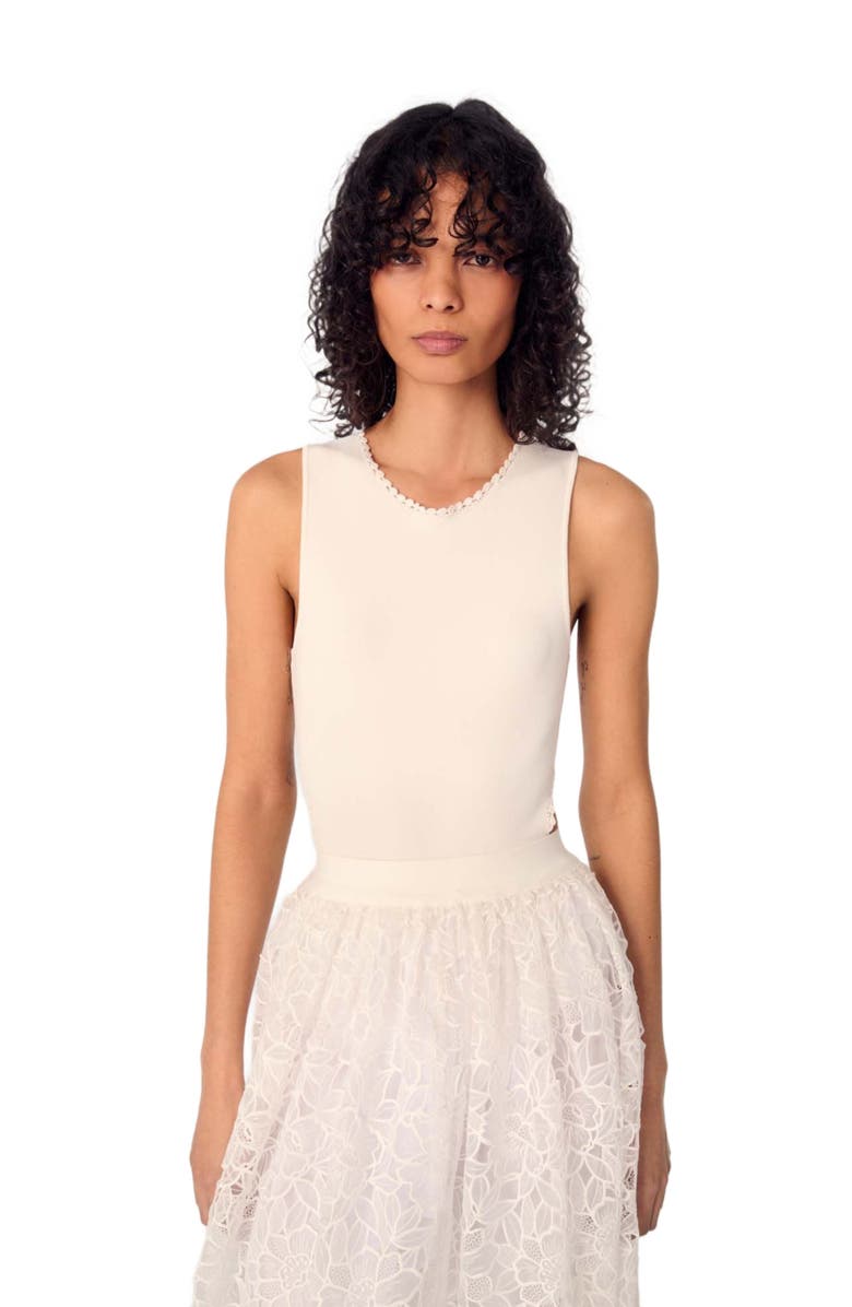 maje Backless jewellery neck bodysuit, Alternate, color, 