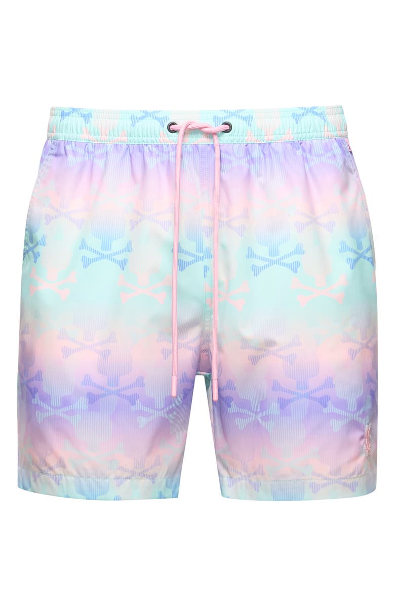 Psycho Bunny Forster Bunny Print Swim Trunks, Alternate, color, 