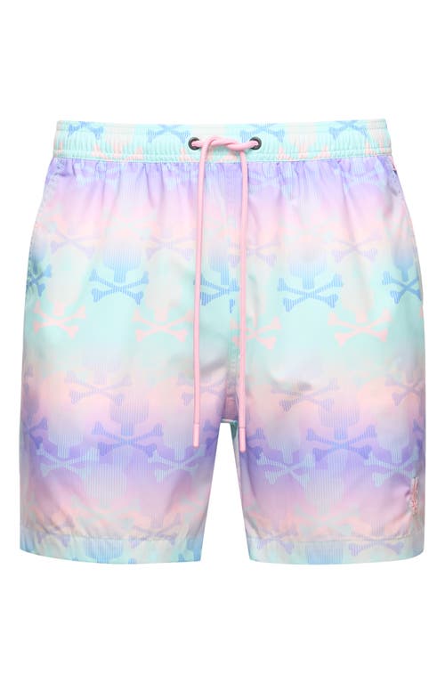 Psycho Bunny Forster Bunny Printed 5.75 Swim Trunks In Lavender Gray