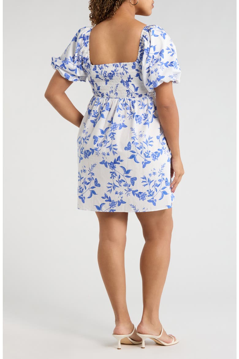 Leya Floral Pleated Mini Dress, Alternate, color, WHITE BLUE MULTI