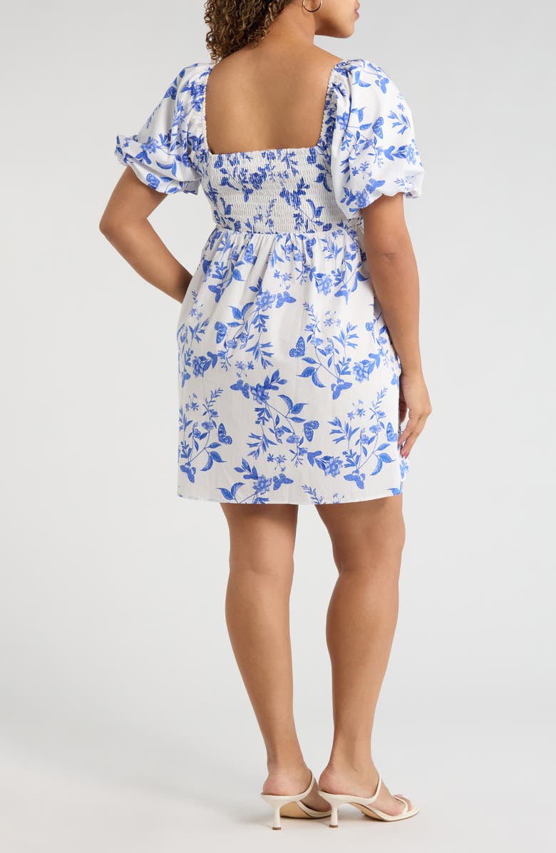 SUGARLIPS Leya Floral Pleated Mini Dress, Alternate, color, White Blue Multi