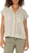 Liverpool Los Angeles Stripe Eyelet Cotton & Linen Camp Shirt