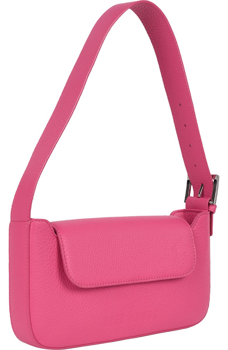 HYER GOODS Upcycled Leather Shoulder Bag with Buckle, Alternate, color, Fuschia