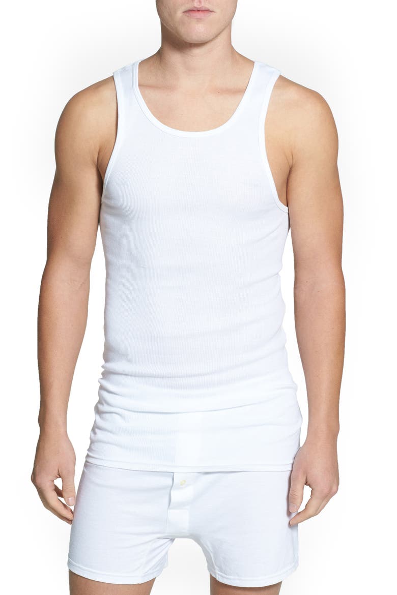 4-Pack Supima® Cotton Athletic Tanks, Main, color, WHITE