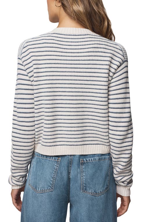 Splendid Amber Stripe Crop Cotton & Wool Blend Cardigan In White