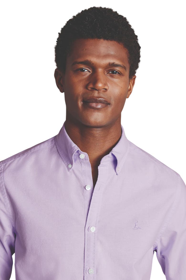 Slim Fit Button-Down Washed Oxford Shirt, Alternate, color, Lilac Purple