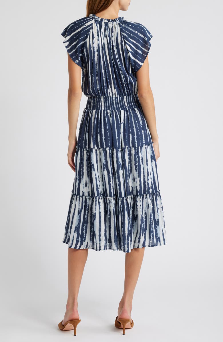 Rails Amellia Print Tiered Midi Dress, Alternate, color, Indigo Nile