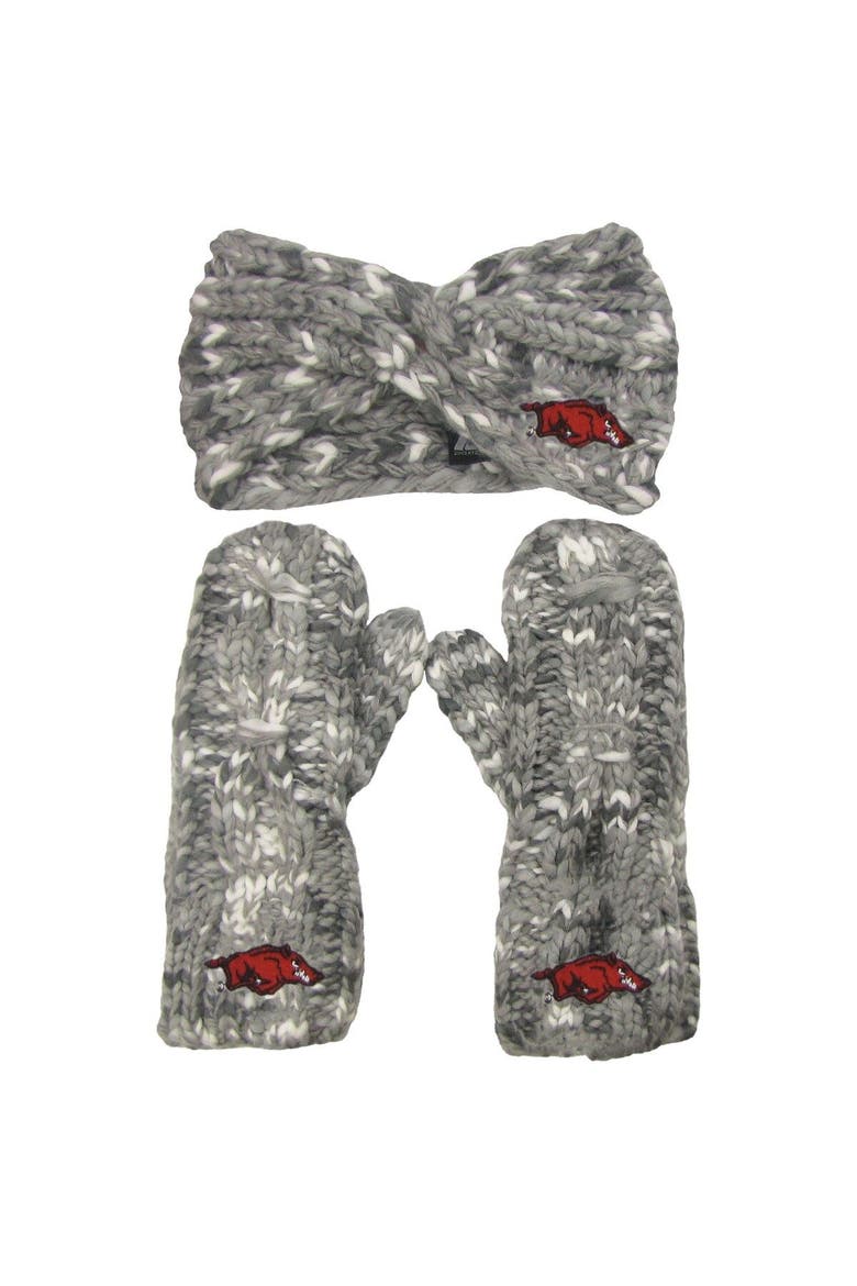 Women's ZooZatz Arkansas Razorbacks Logo Marled Headband and Mitten Set, Main, color, Gray