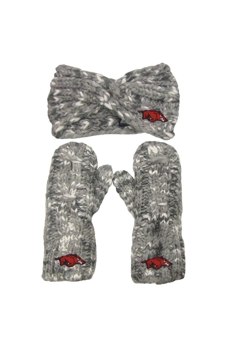 ZOOZATZ Women's ZooZatz Arkansas Razorbacks Logo Marled Headband and Mitten Set, Main, color,