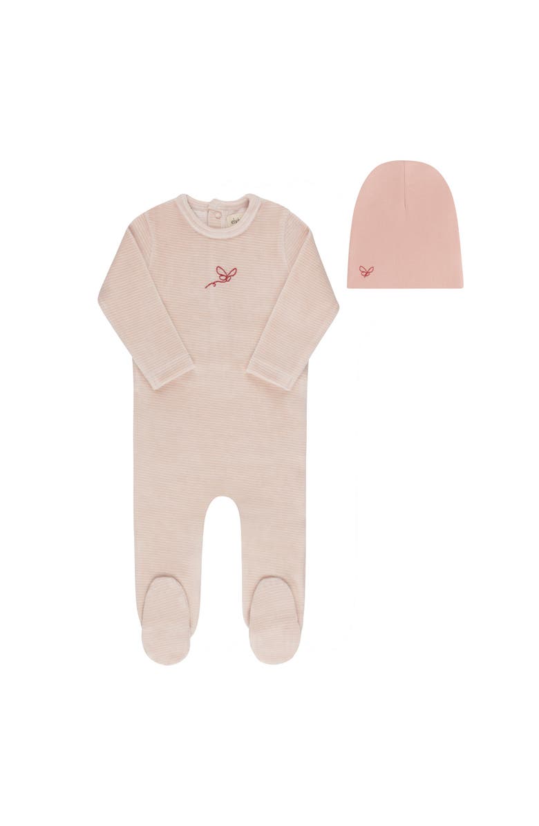 Ely
s 
Co. Velour Stripe Collection - Footie + Beanie, Main, color, Light Pink