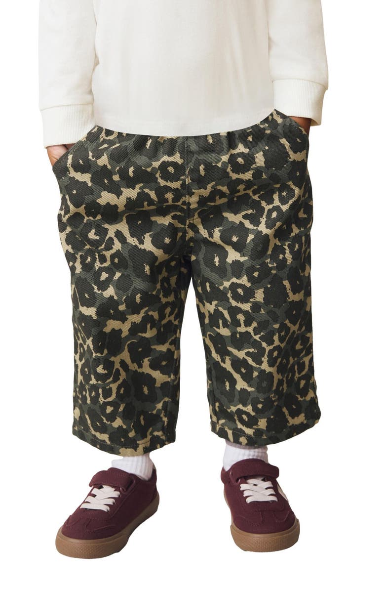 NEXT Kids' Leopard Print Wide Leg Jeans, Alternate, color, Green