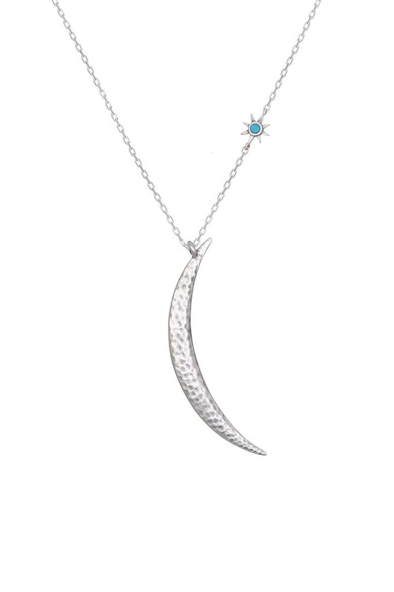 Illuminated Path Silver Moon Necklace, Main, color, Silver