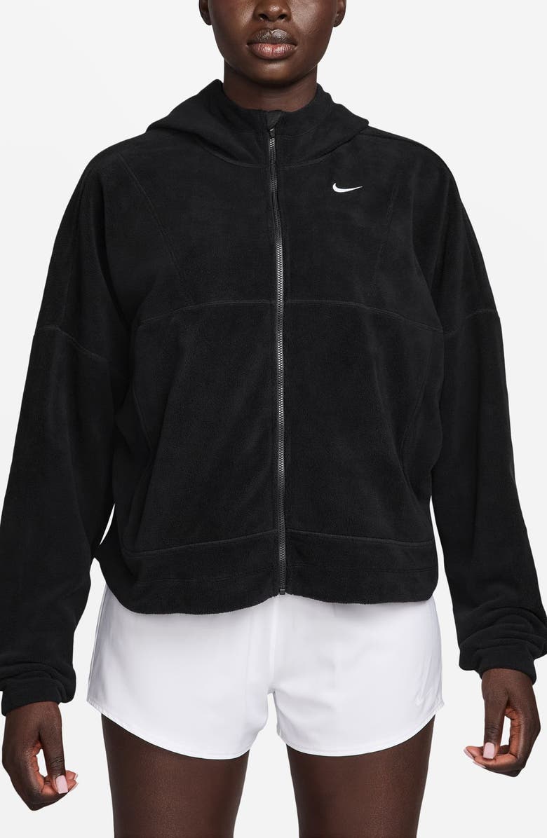 Nike One Therma-FIT Full Zip Jacket, Main, color, Black/ White