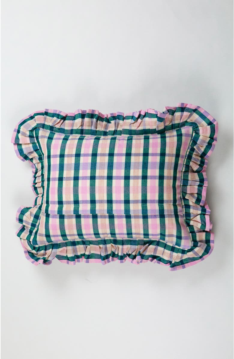 Archive New York Lola Plaid Ruffle Handwoven Cotton Throw Pillow, Alternate, color, Multicolored