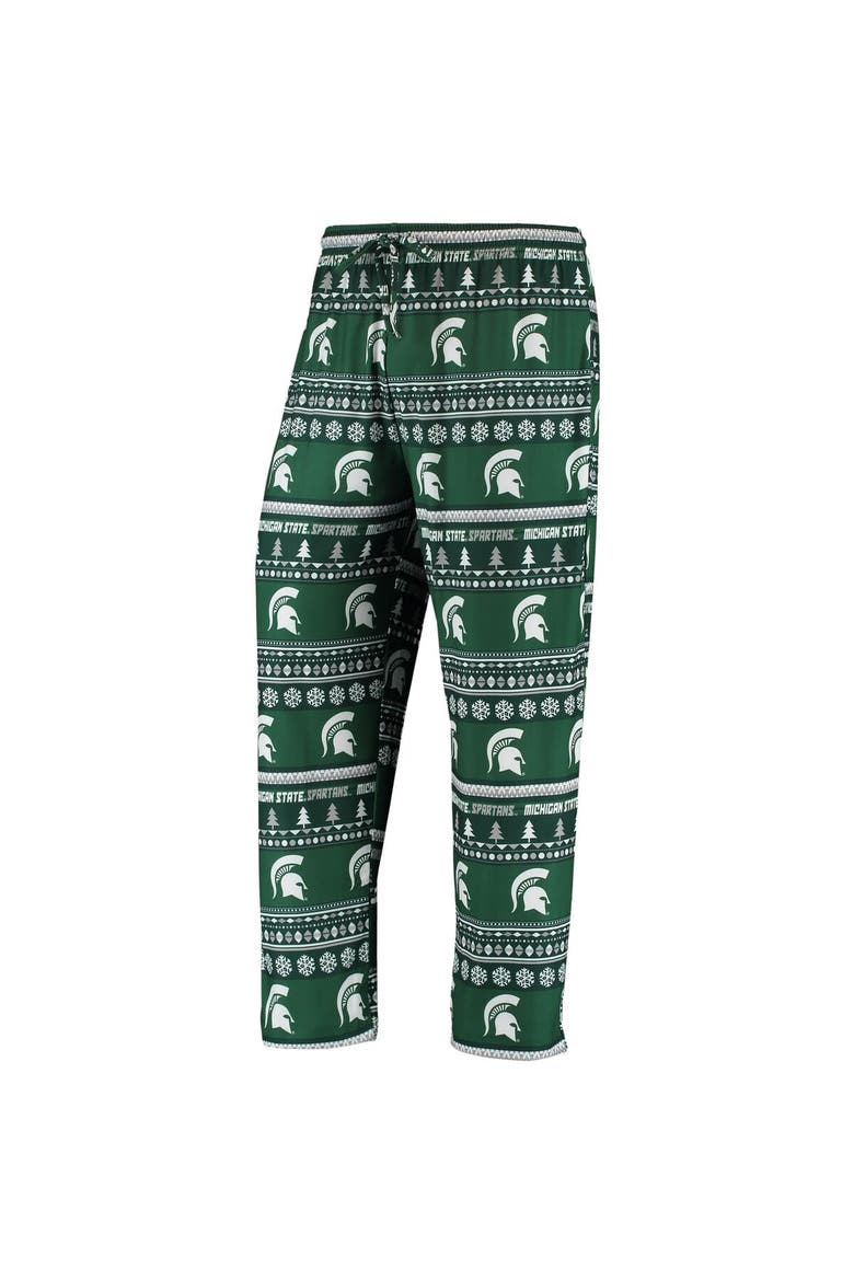 Men's Concepts Sport Green Michigan State Spartans Ugly Sweater Knit Long Sleeve Top and Pant Set, Alternate, color, Green