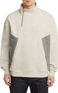 G-STAR Asymmetric Colorblock Organic Cotton Half-Zip Sweatshirt