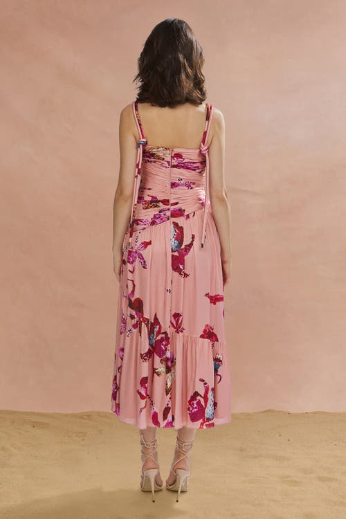 Amur Daniella Printed Viscose Midi In Pink