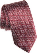 David Donahue Geometric Jacquard Silk Tie