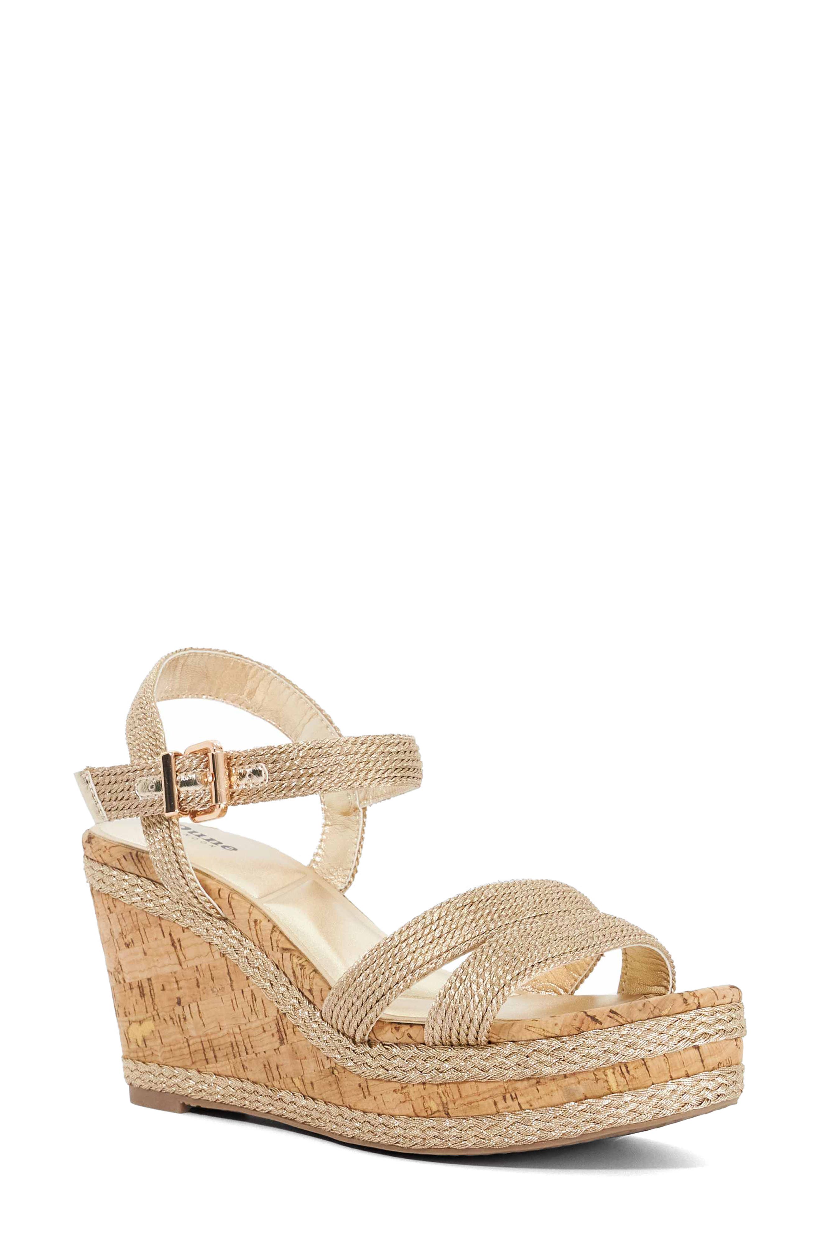 Dune London Kipling Platform Wedge Sandal, Main, color, Gold