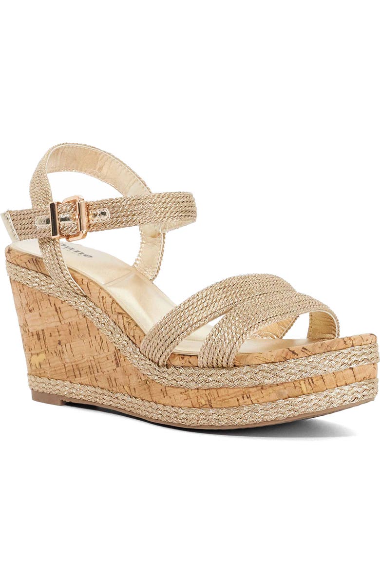 Dune London Kipling Platform Wedge Sandal, Main, color, Gold