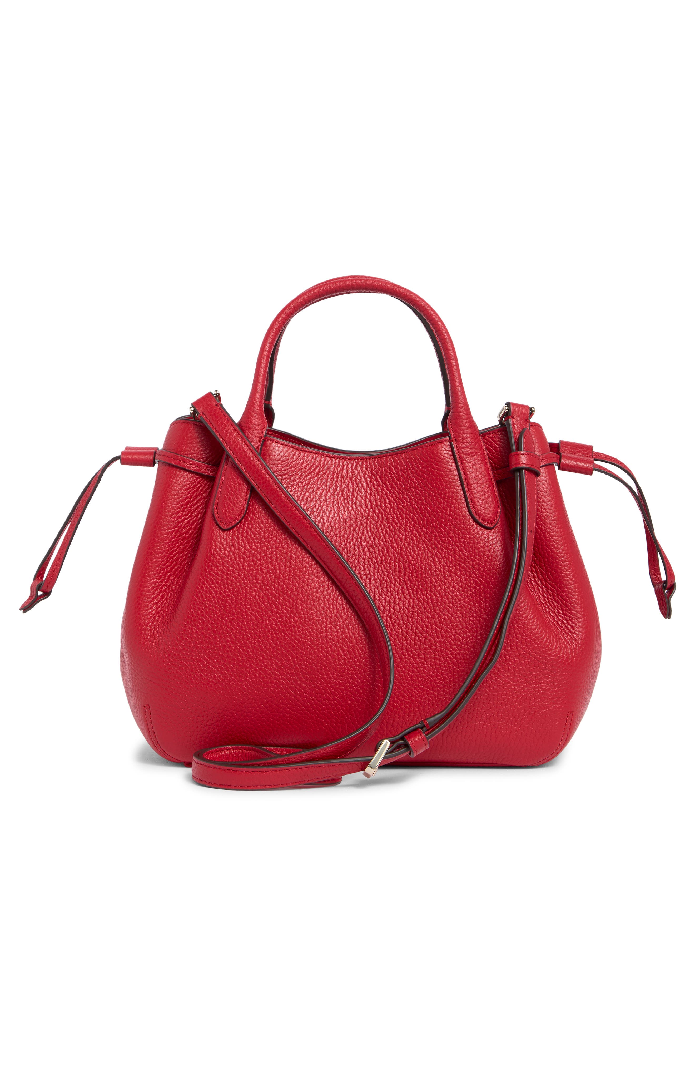 Small Dumpling Leather Satchel, Alternate, color, PERFECT CHERRY