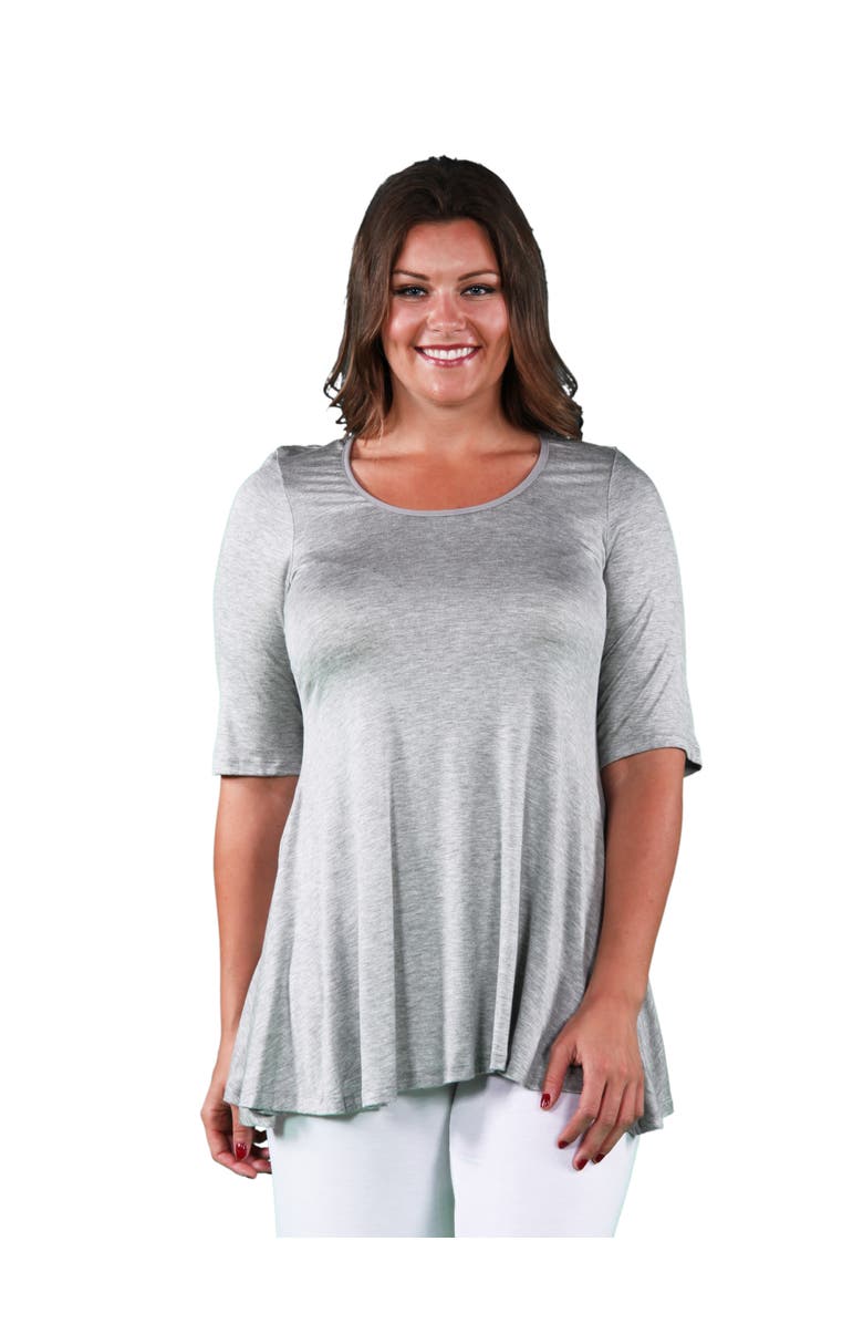 24seven Comfort Apparel Elbow Swing Tunic Top, Main, color, Heather