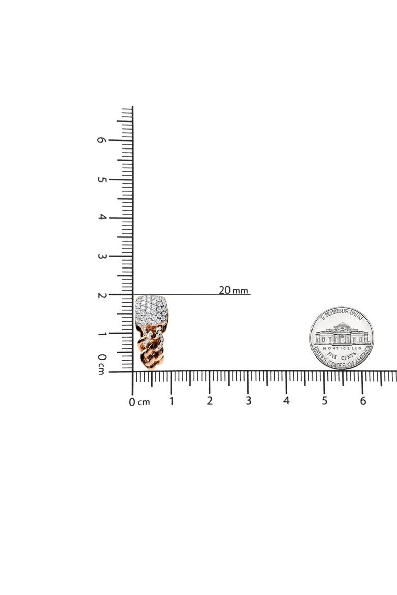 18K Rose Gold 3/4 Cttw Round Diamond Pave Cuban Chain Huggie Earrings, Alternate, color, Pink