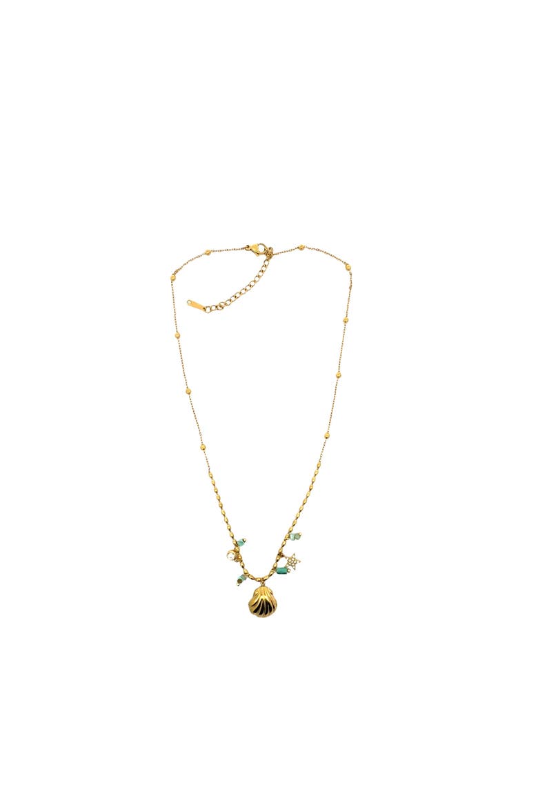 Sea Shell And Charms Necklace, Main, color, Yellow