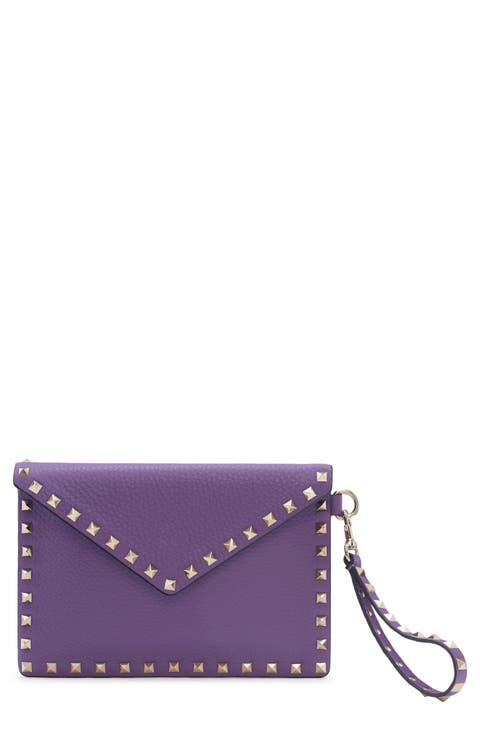 Medium Rockstud Leather Clutch