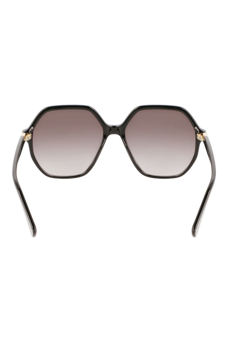 58mm Le Pliage Modified Rectangle Sunglasses, Alternate, color, BLACK